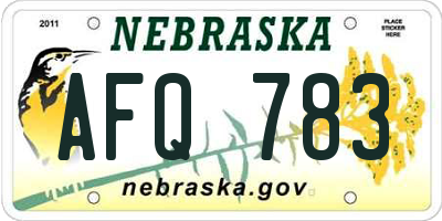 NE license plate AFQ783