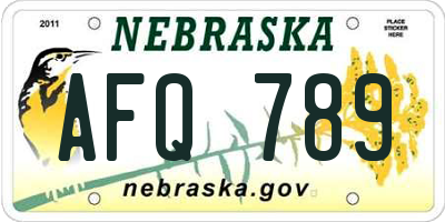 NE license plate AFQ789