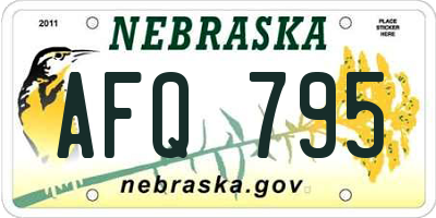 NE license plate AFQ795