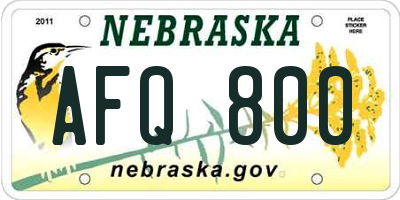 NE license plate AFQ800