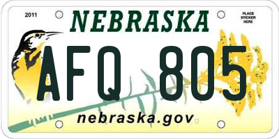 NE license plate AFQ805