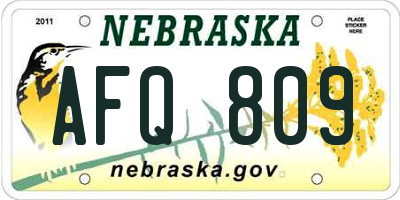 NE license plate AFQ809