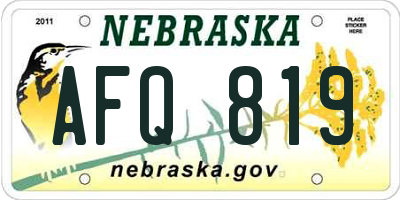 NE license plate AFQ819