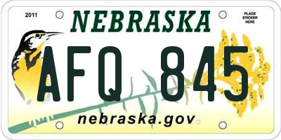 NE license plate AFQ845