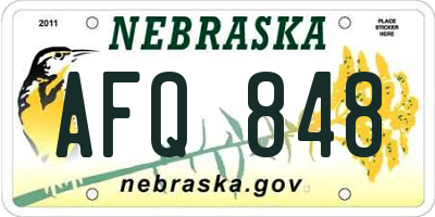NE license plate AFQ848