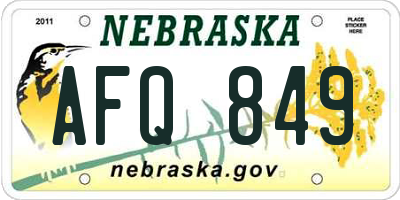 NE license plate AFQ849