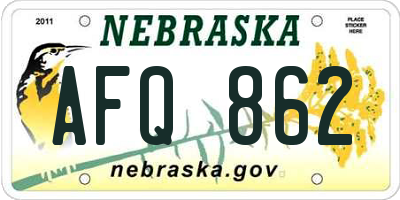 NE license plate AFQ862