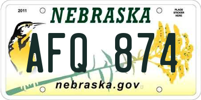 NE license plate AFQ874