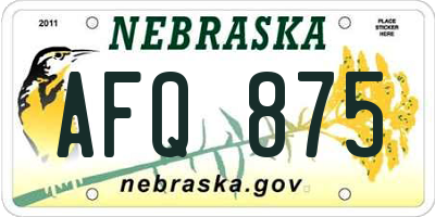 NE license plate AFQ875