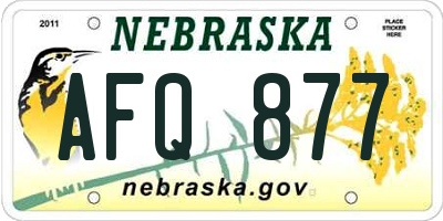 NE license plate AFQ877