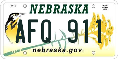 NE license plate AFQ911