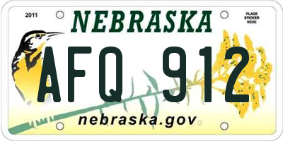 NE license plate AFQ912
