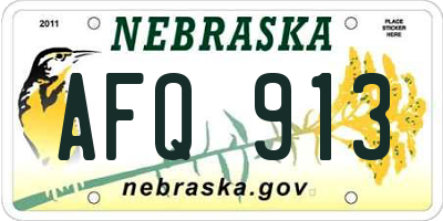 NE license plate AFQ913
