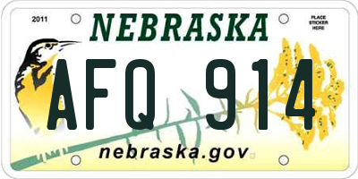 NE license plate AFQ914