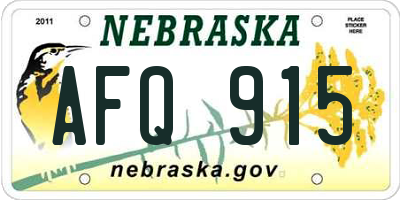 NE license plate AFQ915