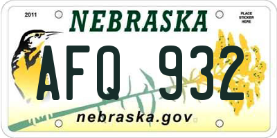 NE license plate AFQ932