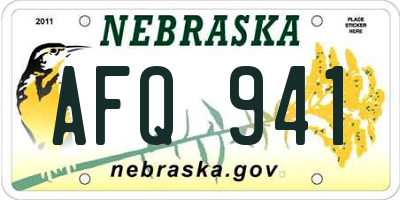 NE license plate AFQ941