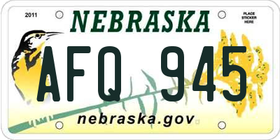NE license plate AFQ945