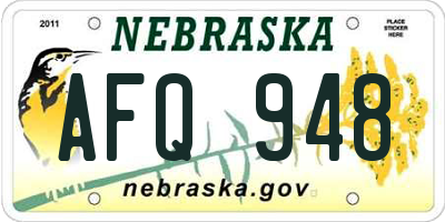 NE license plate AFQ948