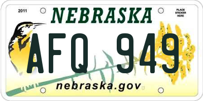 NE license plate AFQ949