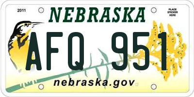 NE license plate AFQ951