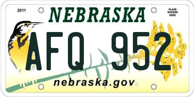 NE license plate AFQ952