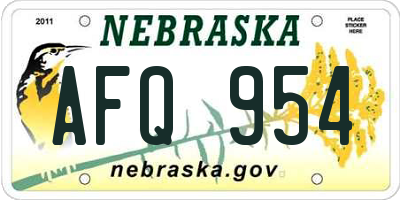 NE license plate AFQ954