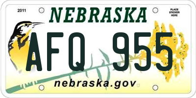 NE license plate AFQ955