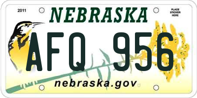 NE license plate AFQ956