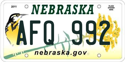 NE license plate AFQ992