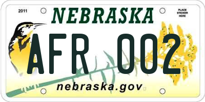 NE license plate AFR002