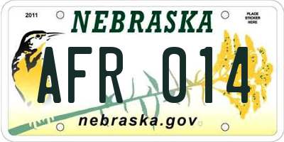 NE license plate AFR014