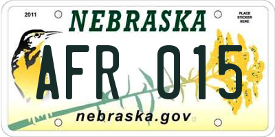 NE license plate AFR015