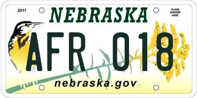 NE license plate AFR018
