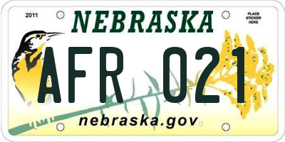 NE license plate AFR021