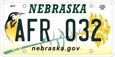 NE license plate AFR032
