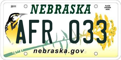 NE license plate AFR033