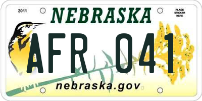 NE license plate AFR041