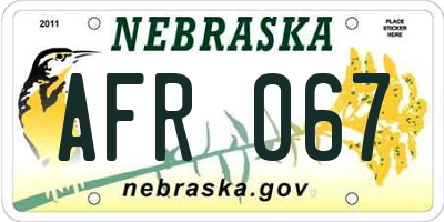 NE license plate AFR067
