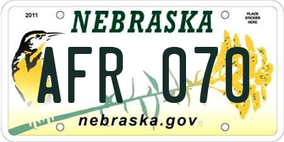 NE license plate AFR070