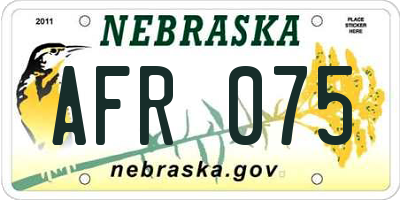 NE license plate AFR075