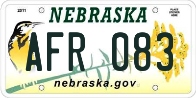 NE license plate AFR083