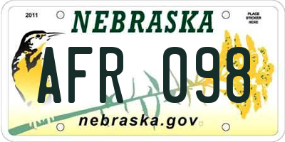 NE license plate AFR098