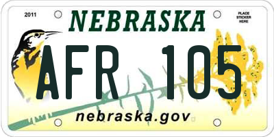 NE license plate AFR105