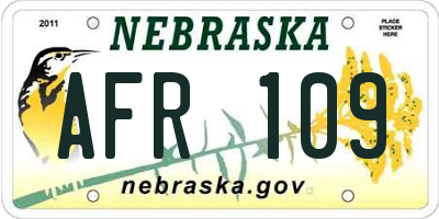 NE license plate AFR109