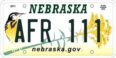 NE license plate AFR111