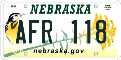 NE license plate AFR118