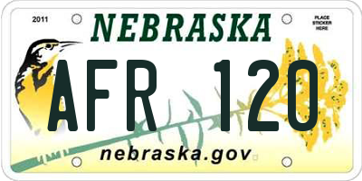NE license plate AFR120