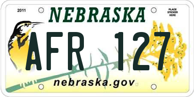 NE license plate AFR127