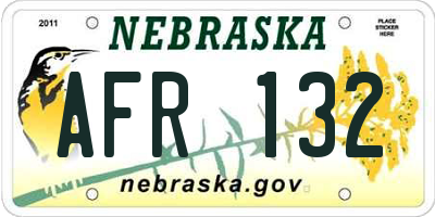 NE license plate AFR132